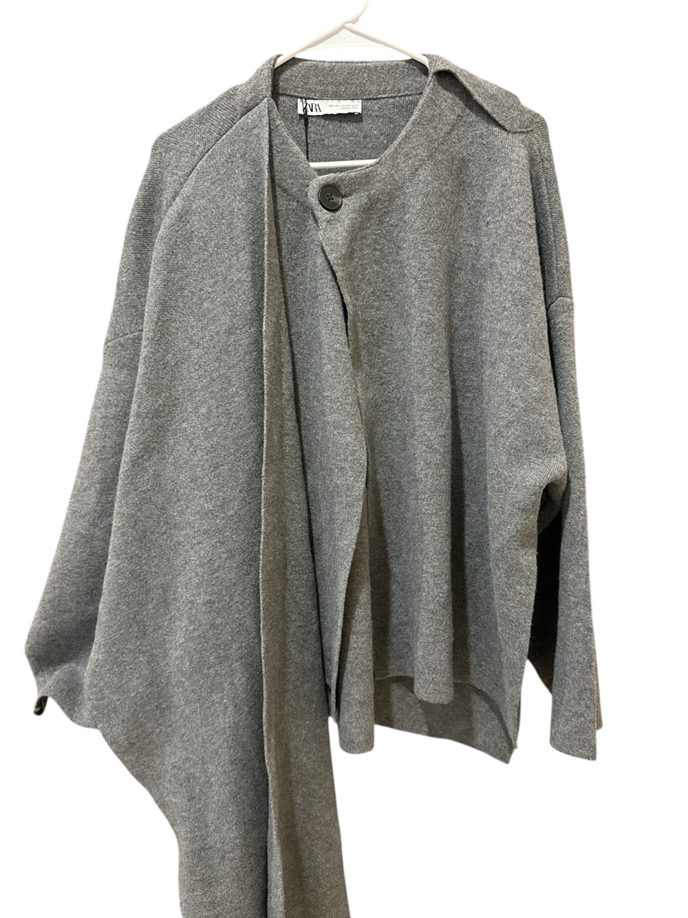 Zara Blogger Favorite Grey Wool Blend Scarf Coat Size: L-XL - Picture 2 of 6